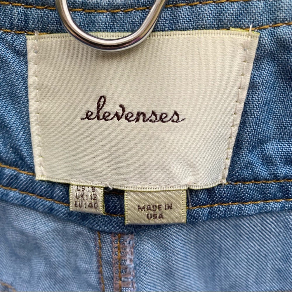 Anthropologie Elevenses Wide Leg Sailor Button Denim Pants - Picture 8 of 9